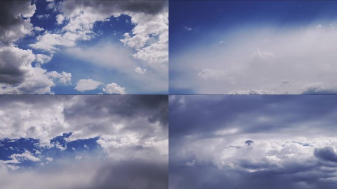 超长蓝天白云云朵时间流逝延时摄影