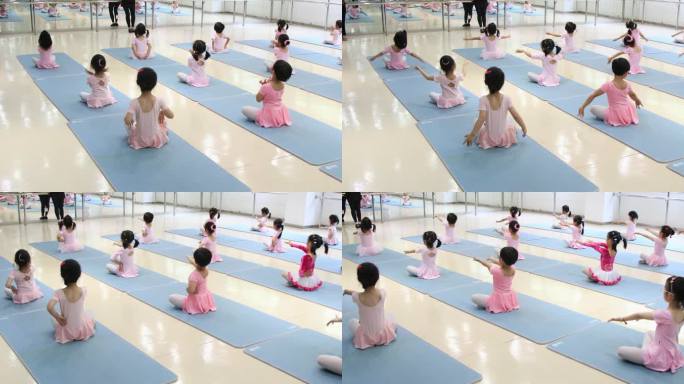 练习舞蹈的小女孩形体训练老师示范