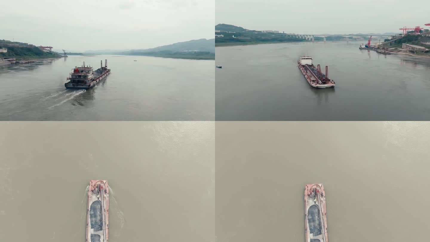 长江轮渡轮船货运运输船超清实拍4K