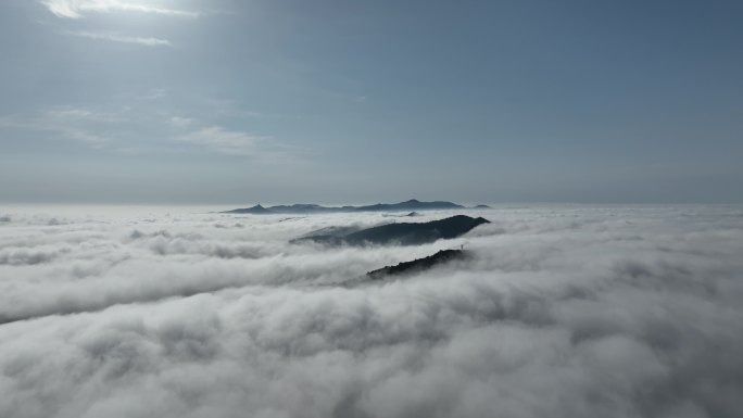 航拍襄阳古隆中风景区腾龙阁景点云海风光