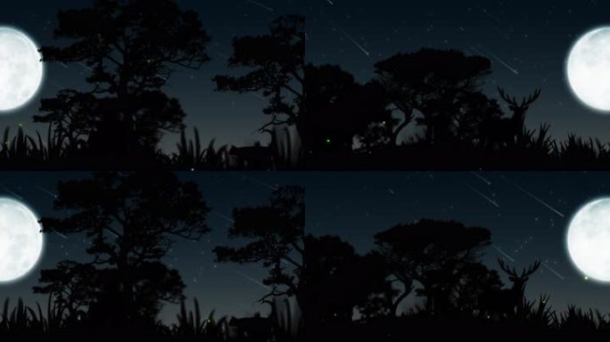 8K超宽屏唯美的夏夜月光背景