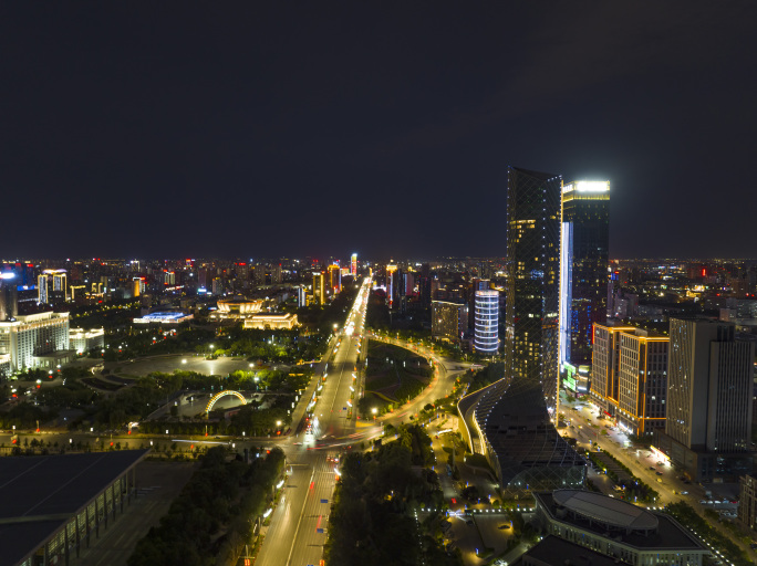 宁夏银川金凤区城区夜景航拍视频素材