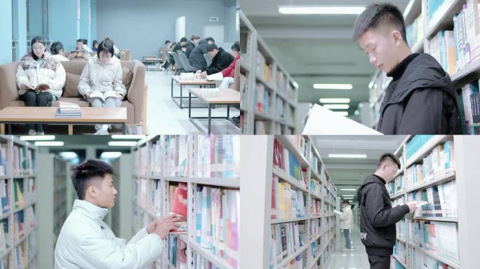 【4K】大学生图书馆看书