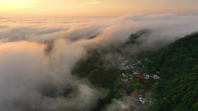 【4K无水印】航拍日出齐云山云海