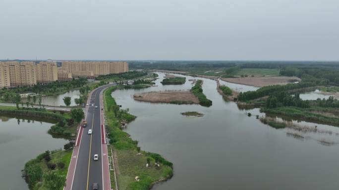 航拍东平湖湿地公园