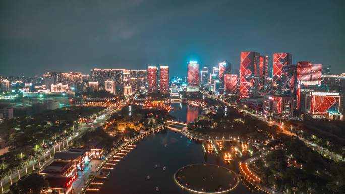 佛山千灯湖公园全景夜景延时