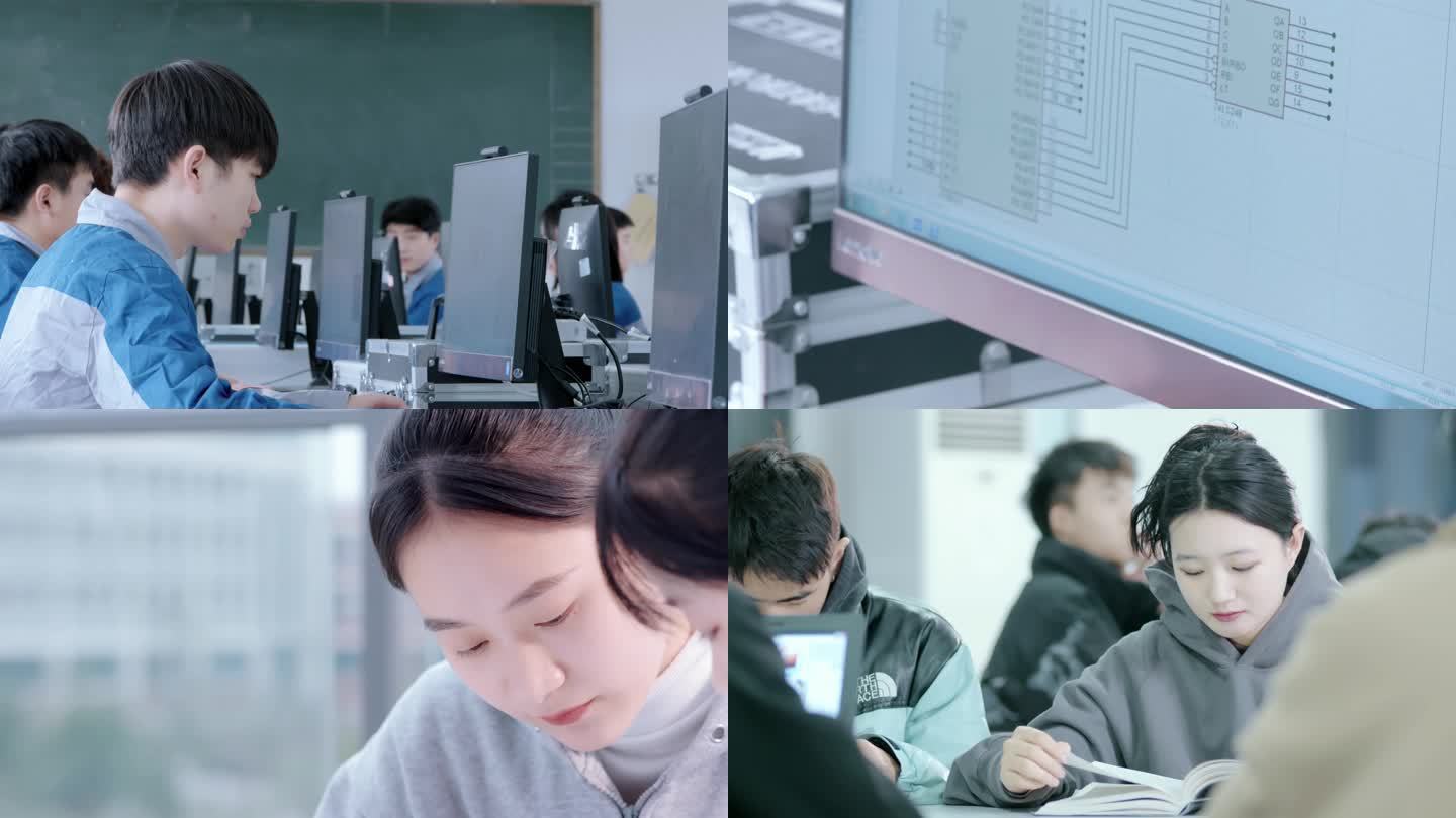 【4K】大学生自习看书操作电脑