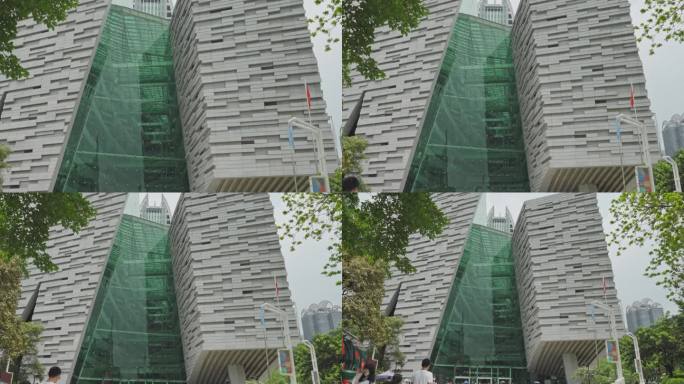 4K实拍珠江新城CBD花城广场广州图书馆