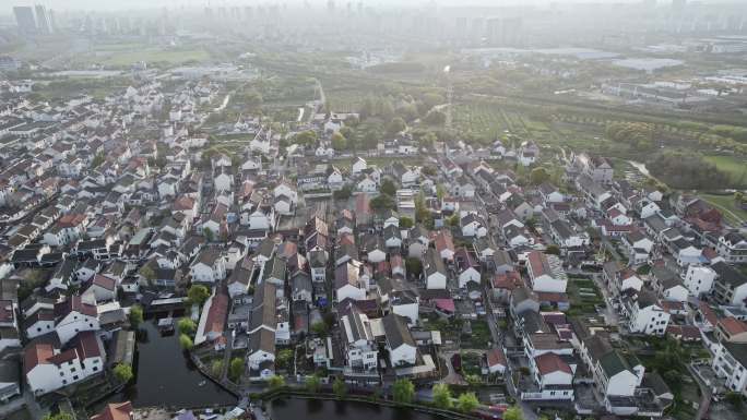 航拍上海金山嘴渔村景区