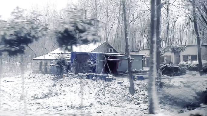 下雪的路上乡村田野