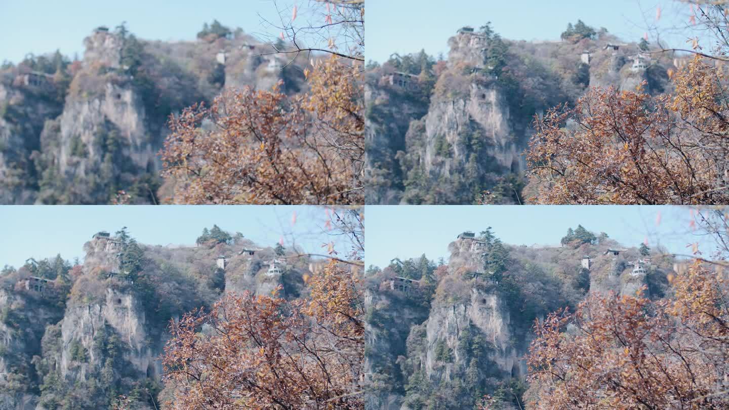 崆峒山秋天红树叶大景区旅游风景游客