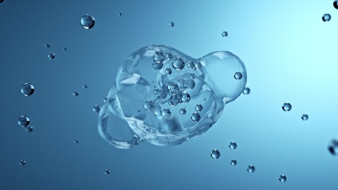 蓝色背景化妆品气泡分子广告素材