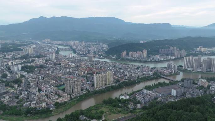 雨城雅安城市景观航拍市区城市风光