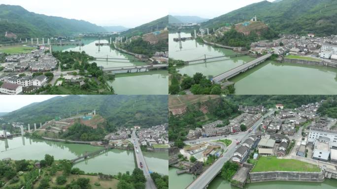 川藏公路飞仙关大桥钢架桥建设中的川藏铁路