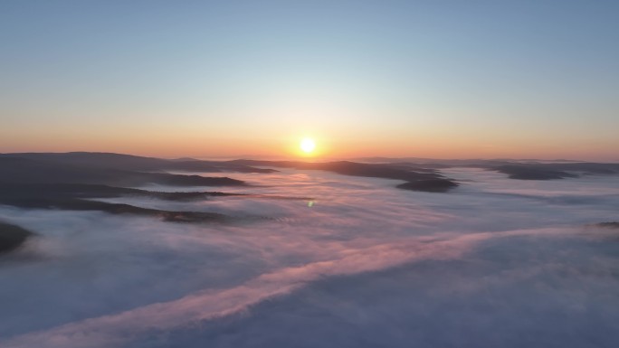 航拍黎明山川云海日出