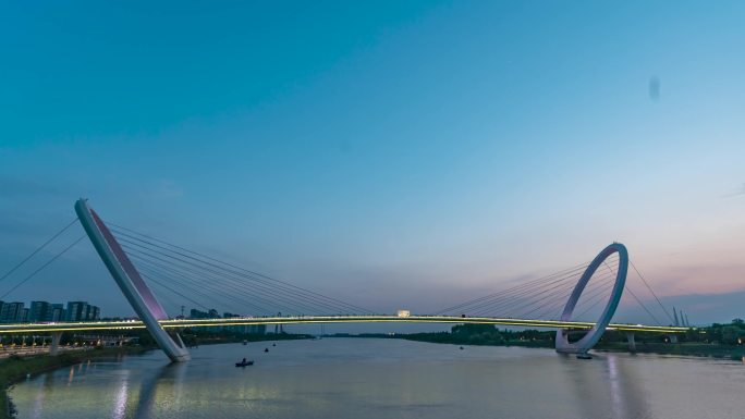 【4K无水印】南京眼步行桥日转夜延时