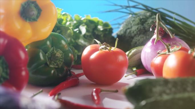 蔬果蔬菜有机食材健康实拍西红柿西兰花