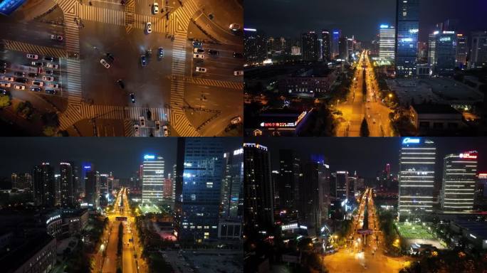 城市大道夏季夜景航拍素材（5k)