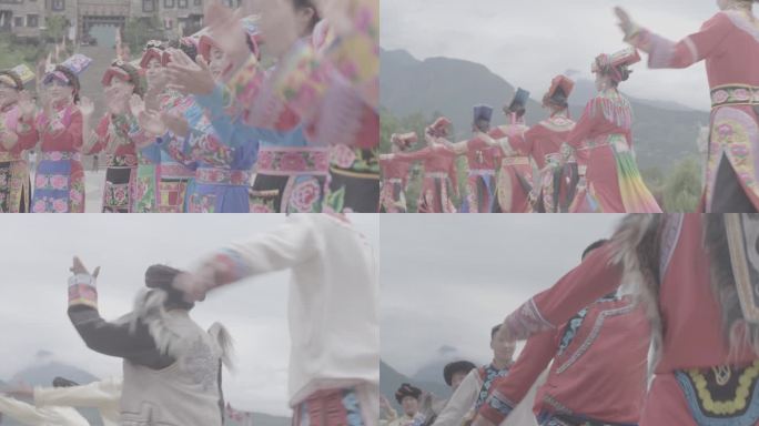 【4K灰片】羌族传统歌舞表演萨朗