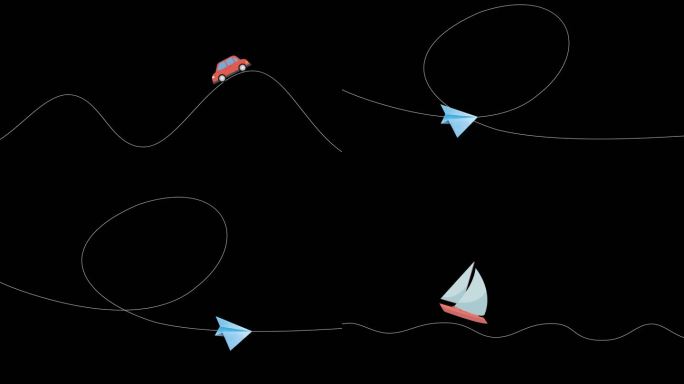 路径动画小车帆船纸飞机路径运动动画