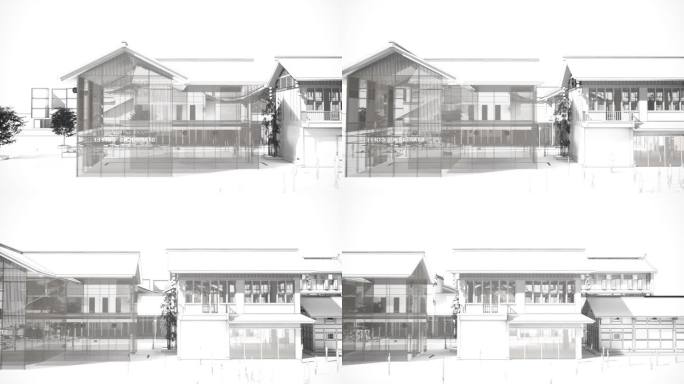 【4k】商业街建筑线稿5