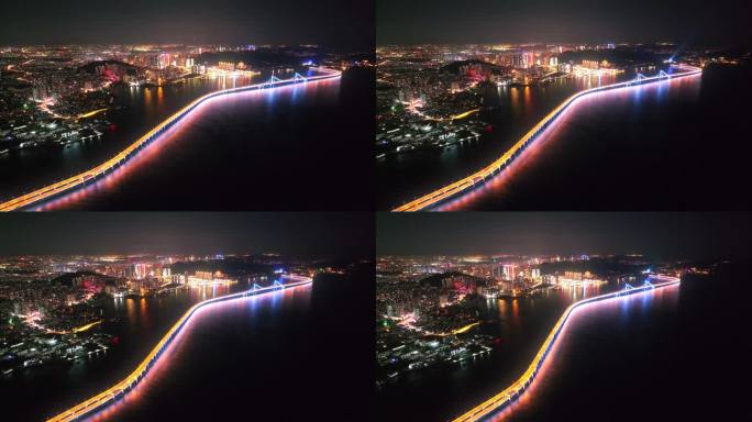 大连跨海大桥夜景航拍