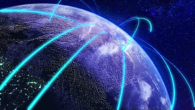 科技地球粒子光线环绕覆盖全球