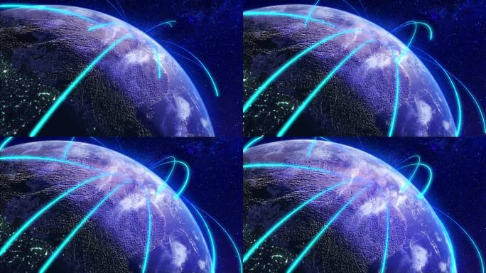 科技地球粒子光线环绕覆盖全球