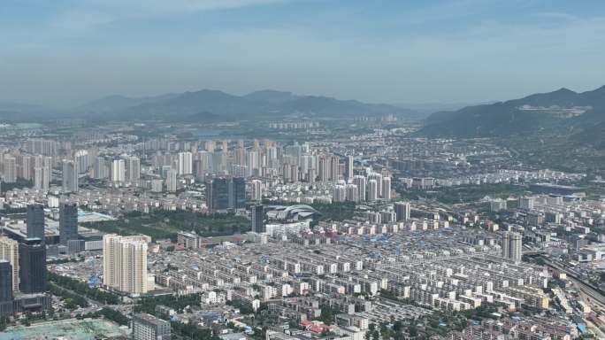 航拍泰安泰山区城市远景