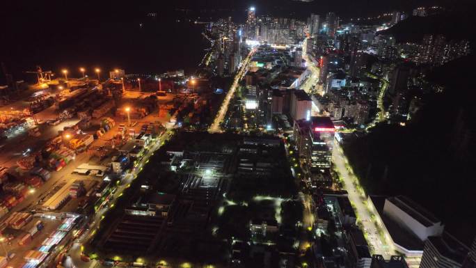 深圳盐田港夜景航拍