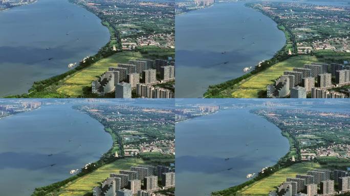 俯瞰三江口两岸城市发展4K航拍