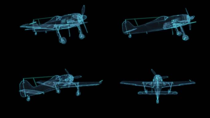 飞机 科幻透明网格线框FW190_F8