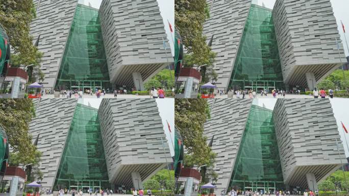 4K实拍羊城广州珠江新城CBD广州图书馆