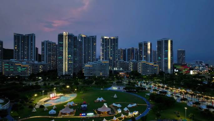 珠海唐家半岛夜景格力海岸金海湾公园