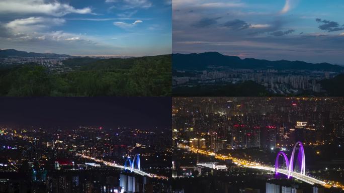 北京全景夜景首钢大桥比拼北京航拍
