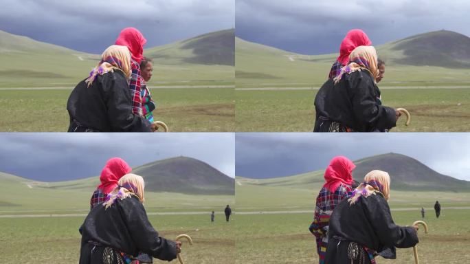 家长 等候 等候区等待西藏牧民草原看表演