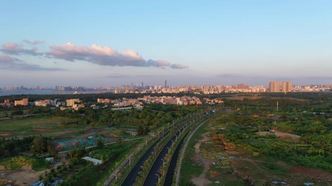 海口城市风光远距离航拍