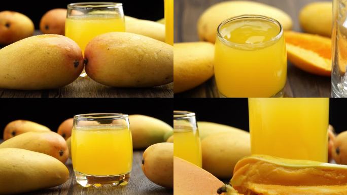 芒果汁芒果冰芒果升格慢动作