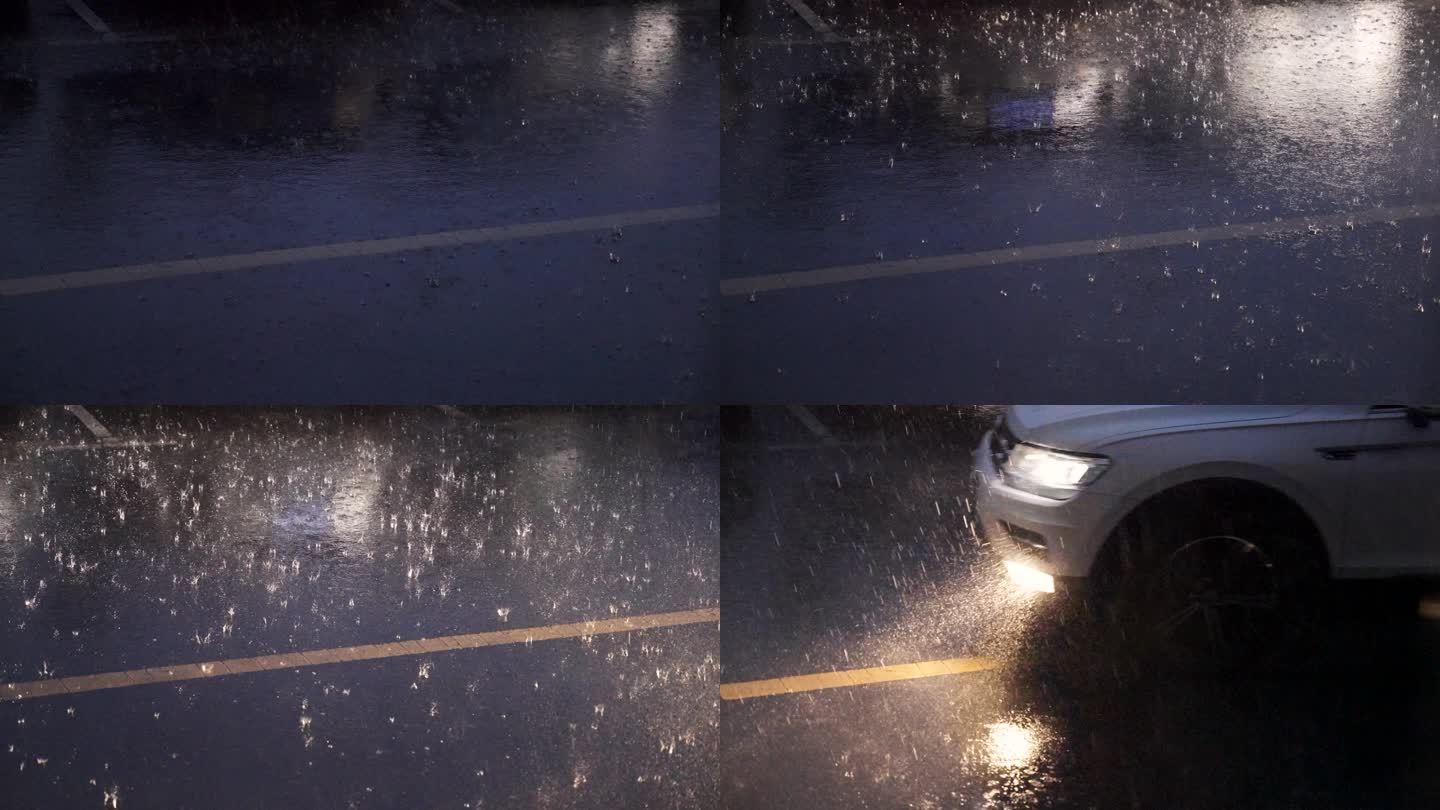 【高清】下雨汽车行驶过路面