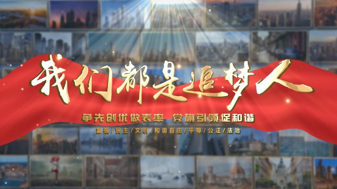 明亮多图党政党建照片墙展示