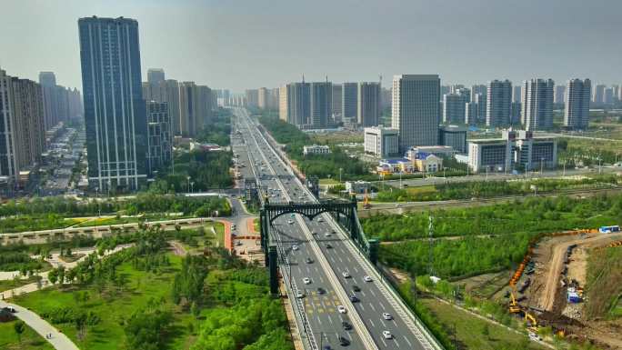 4K哈尔滨阳明滩大桥航拍城市宣传地标