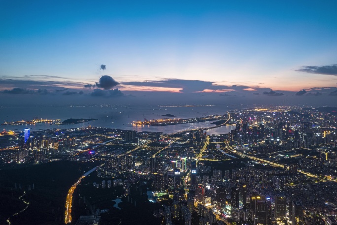 深圳前海夜景航拍延时摄影