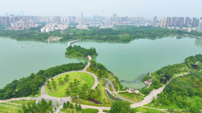 安徽省合肥市蜀山区翡翠湖景区城市地标风景