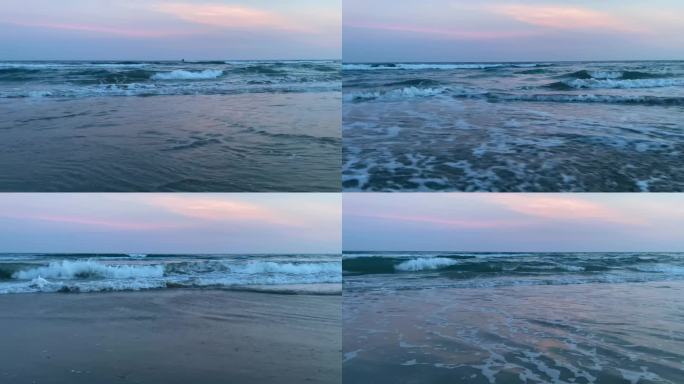 唯美夕阳海边的海滩海浪