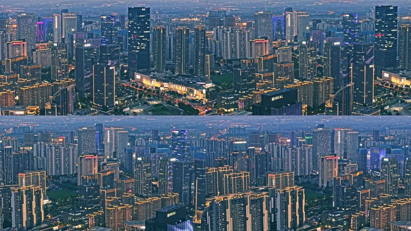 临平新城夜景航拍一镜到底4K视频