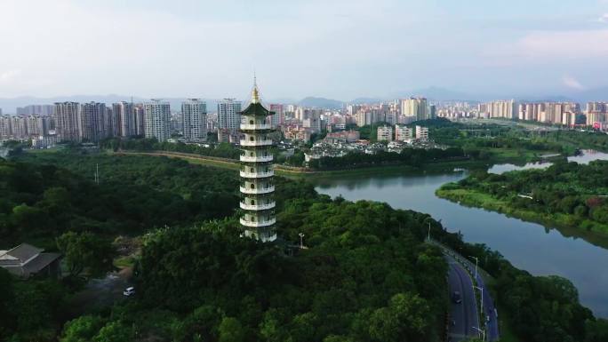 广州 从化 文峰塔 航拍 流溪河