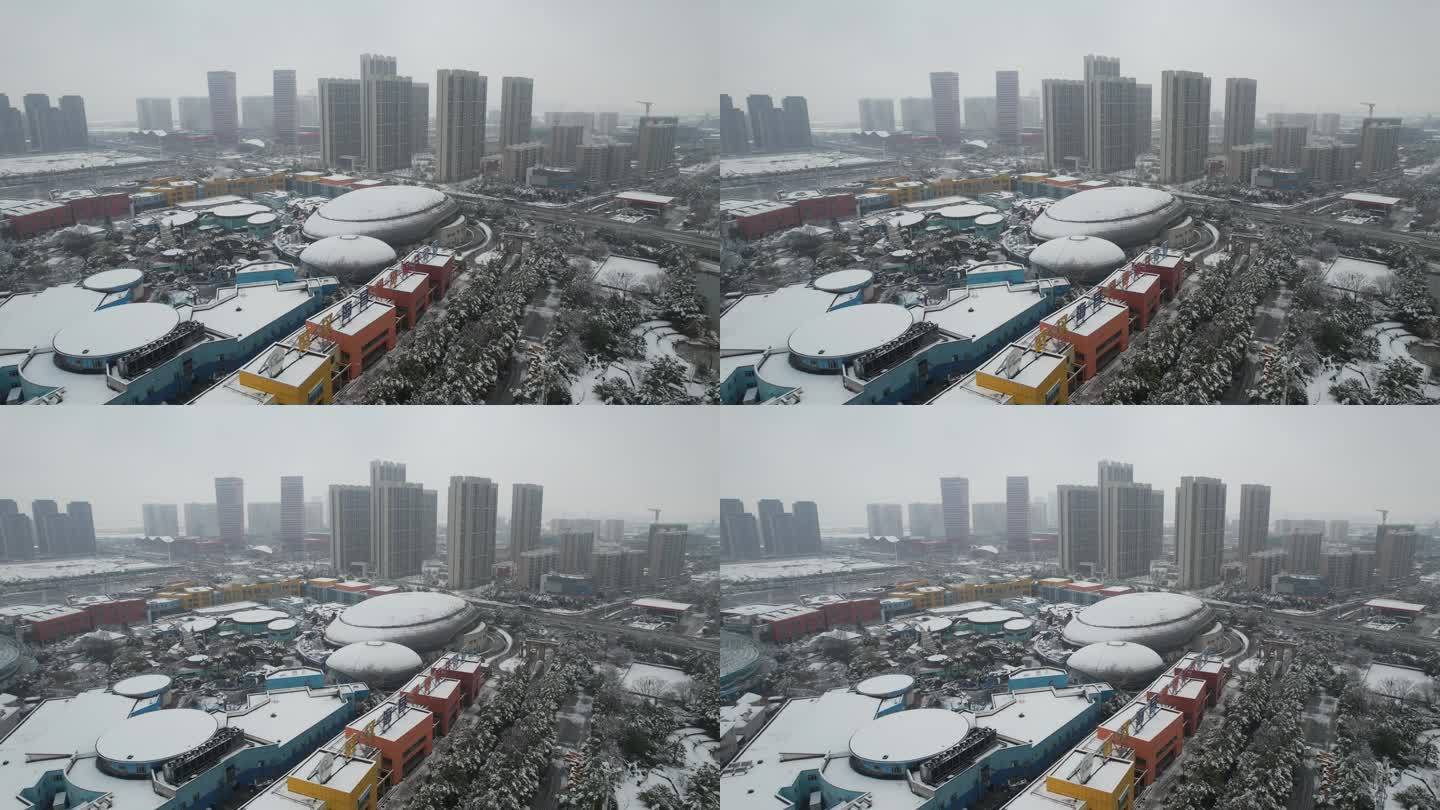 武汉海昌极地海洋世界雪景航拍