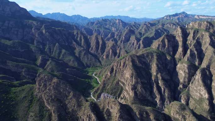 [4K]航拍素材.北京付珠路永定河峡谷