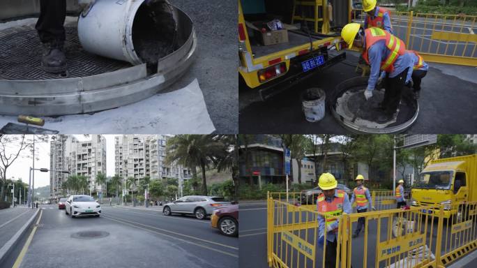 城市道路维护 更换井盖 建设 道路施工