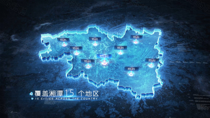 原创蓝色科技省市地图【湖南各市】